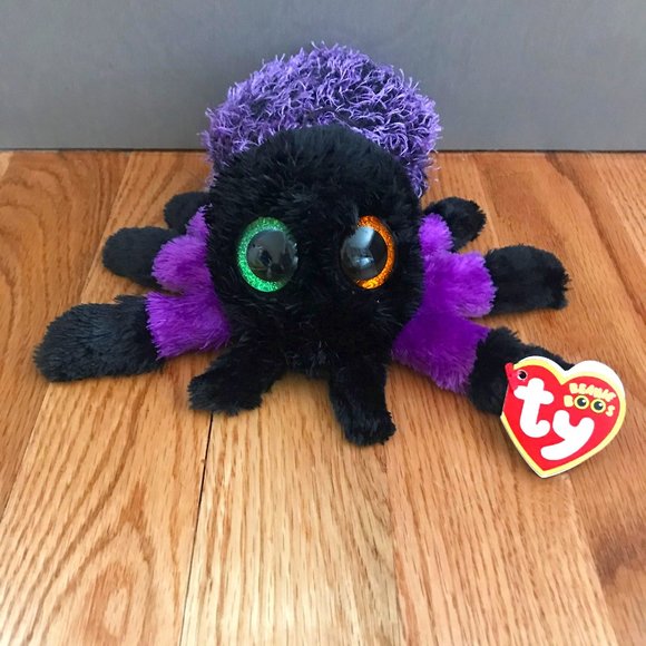 Ty Toys Ty Beanie Boo Creeper The Spider Purple Black W Green